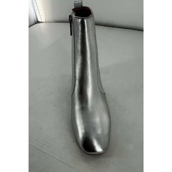 Coach Ankle Noah Bootie Sz 9.5 Silver Metallic Leather Almond Toe Amputee Left - Picture 3 of 15